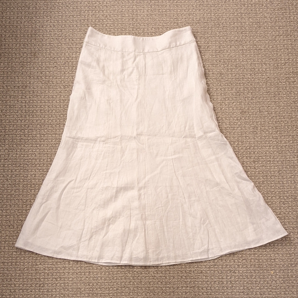 Talbots White Linen Skirt